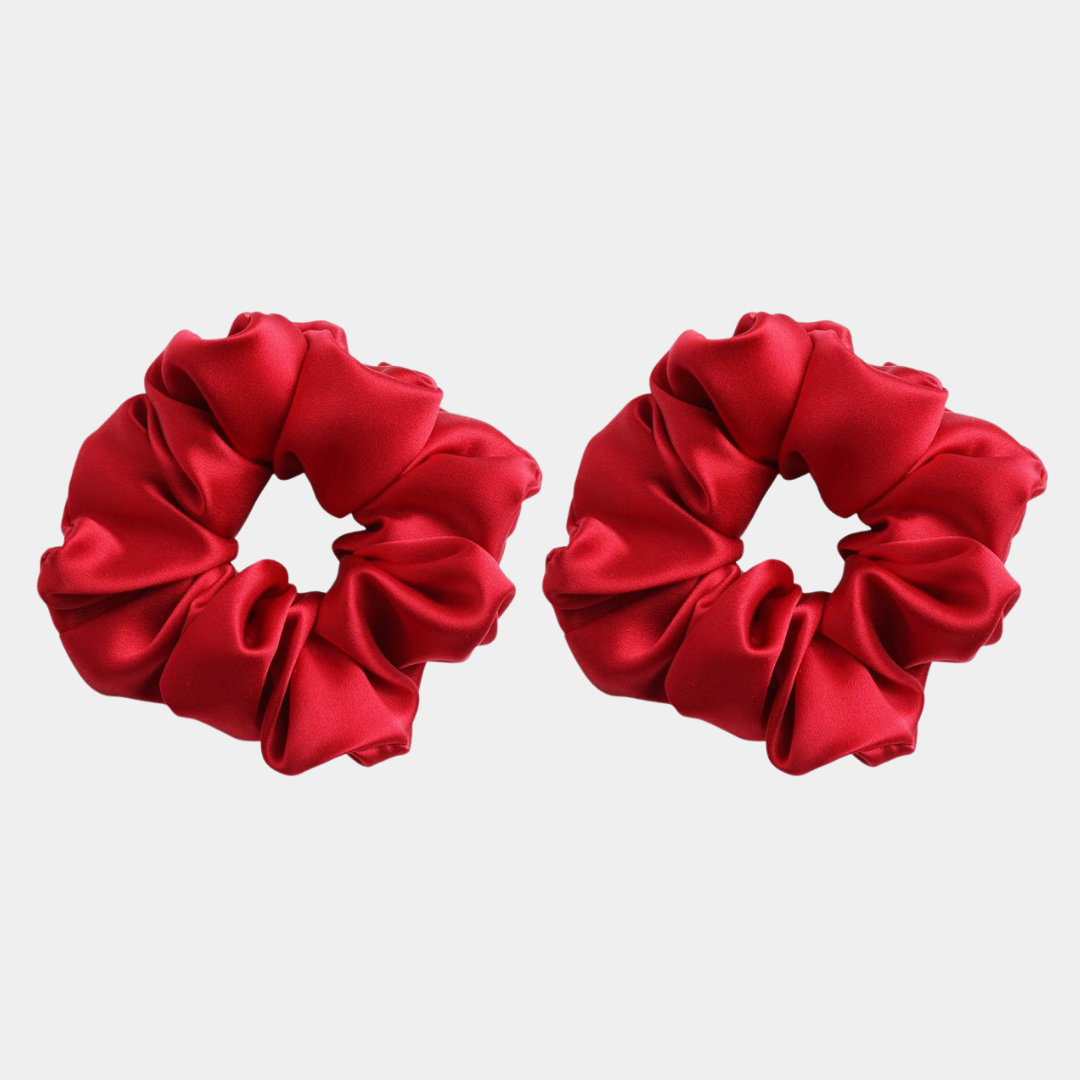 Red Silk Scrunchie - 2 pack